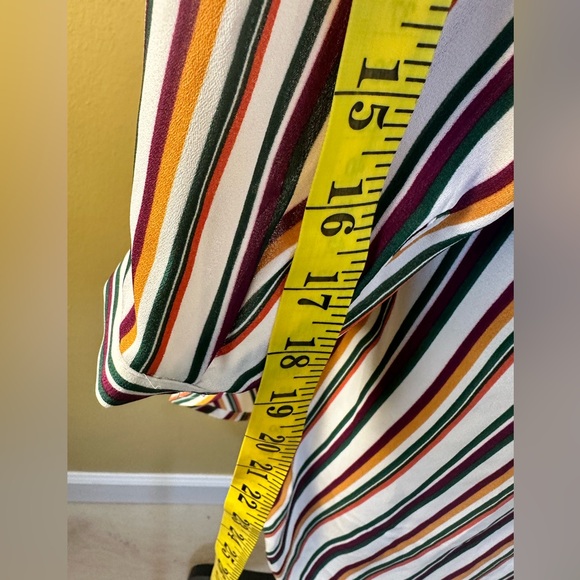 DR2 Women’s Size Medium Striped Button Down V-Neck Long Sleeve Shirt Dress - Picture 12 of 13